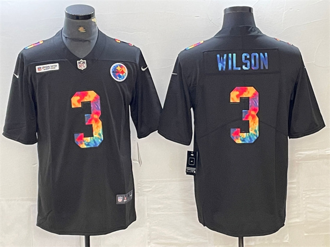 Men's Pittsburgh Steelers #3 Russell Wilson Black Crucial Catch Limited Stitched Jersey Men's Pittsburgh Steelers #3 Russell Wilson Black Crucial Catch Limited Stitched Jersey